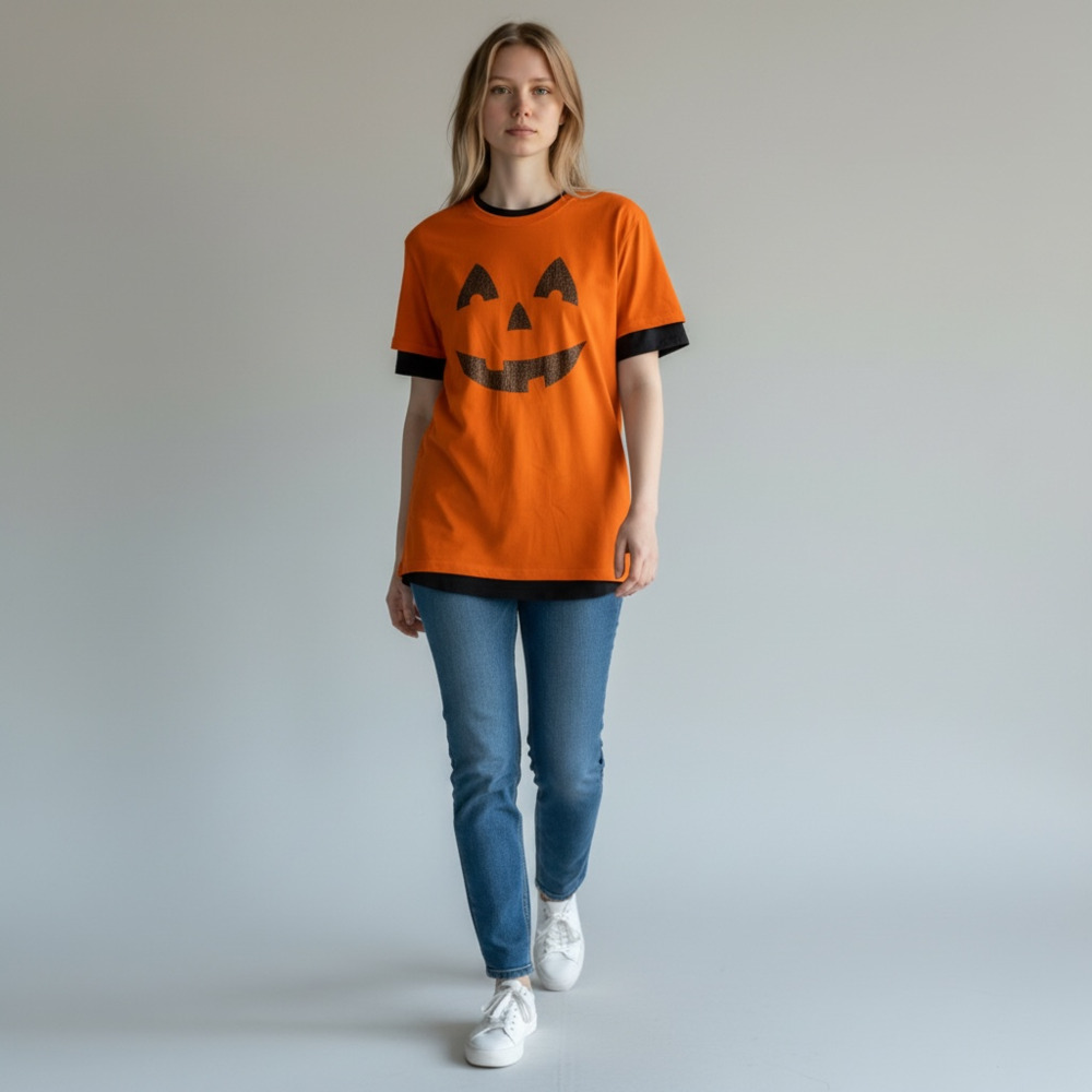 Gildan Halloween T-Shirt Women's Orange Large